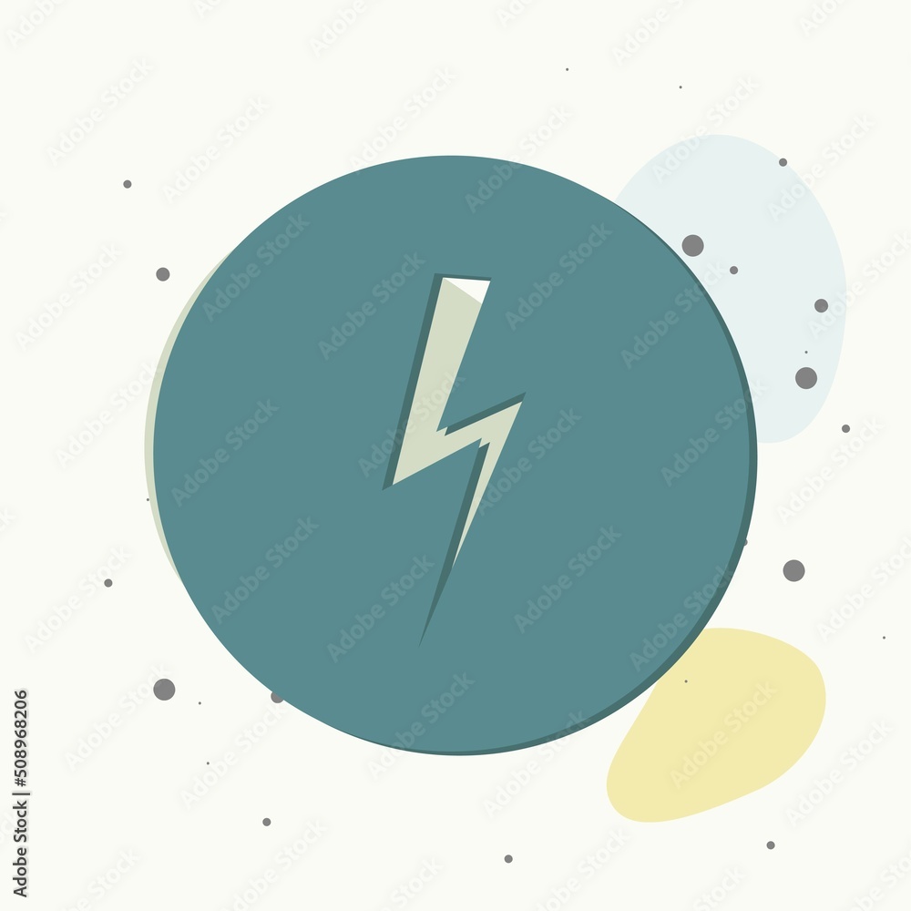 Poster vector lightning sign icon in a circle on multicolored background.