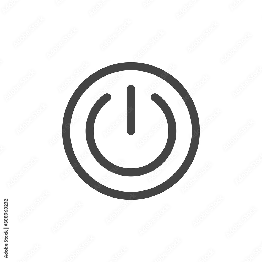 Aufkleber power button vector icon on white isolated background. layers grouped for easy editing illustration.