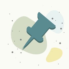 Vector icon push pin. Pin illustration on multicolored background.