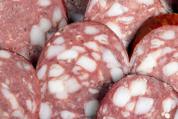 sliced pork sausage with the addition of lard