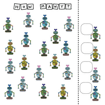 Counting Game for Preschool Children.  Count how many robots