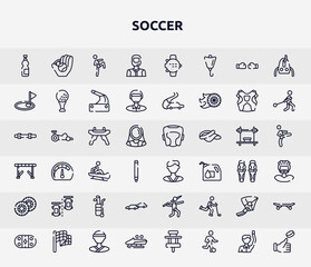 soccer outline icons set. thin line icons such as isotonic, drivers, birdie, pommel horse, karateka, null, chase, hang glider, bobsled icon.