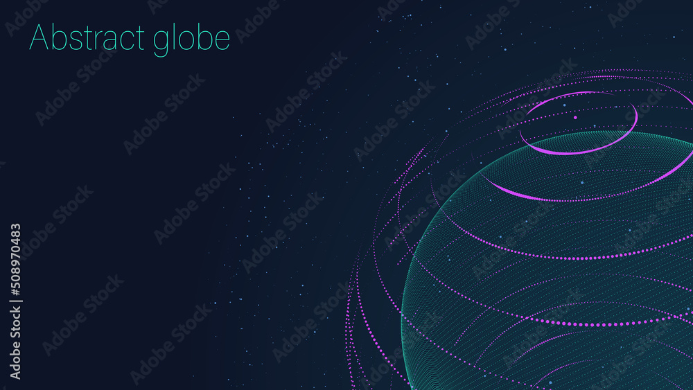 Poster abstract globe on a dark background. vector futuristic sphere. illustration of a reticulated globe. 