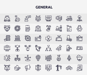 general outline icons set. thin line icons such as affiliate link, digital economy, business networking, autopilot, information architecture, classification, fintech innovation, creative pencil