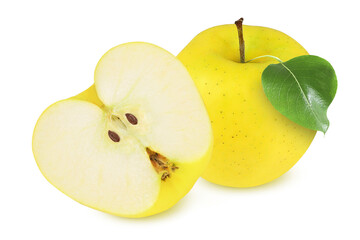 Yellow apple on isolated white background