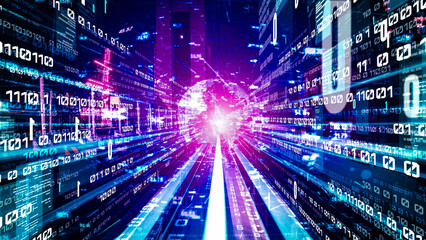 Software development, application programming code and tacit computer coding . Concept of smart digital transformation and technology disruption that changes global trends in new information era .