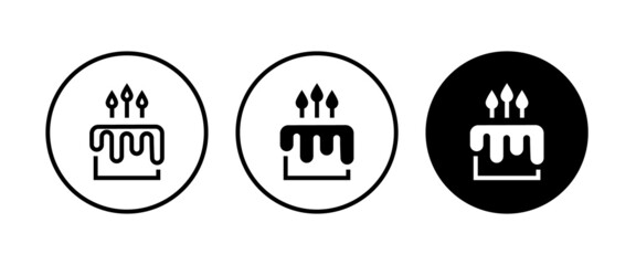 birthday cake icon button, vector, sign, symbol, logo, illustration, editable stroke, flat design style isolated on white