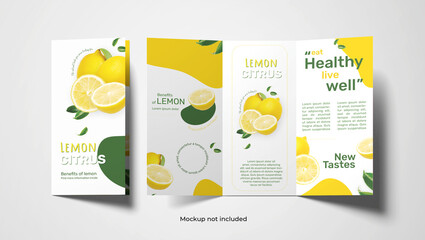 Print-ready triptych design of citrus fruits
