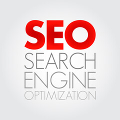 SEO Search engine optimization acronym - process of improving the quality and quantity of website traffic to a website or a web page from search engines, business concept background