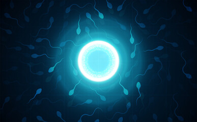 Sperm and egg. Reproductive medicine health care pregnancy background. Fertilization process design