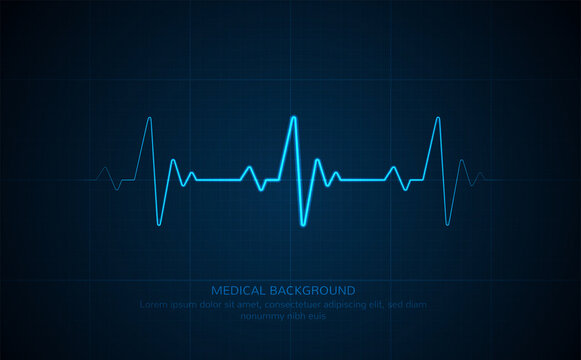 Emergency ekg monitoring. Blue glowing neon heart pulse. Heart beat. Electrocardiogram