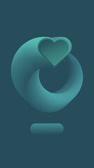 Blue heart vector illustration. Vertical orientation. 