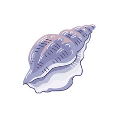 Snail sea shell. Marine underwater twisted seashell. Spiral shape. Undersea mollusc. Animal and wildlife. Flat vector illustration isolated on white background