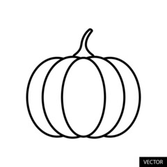 Pumpkin vector icon in line style design for website design, app, UI, isolated on white background. Editable stroke. Vector illustration.
