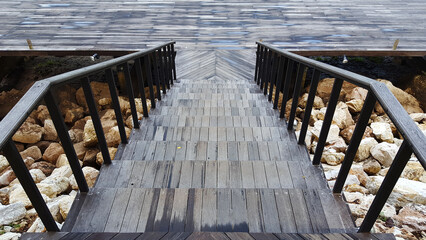 Wooden walkway down the waterfront