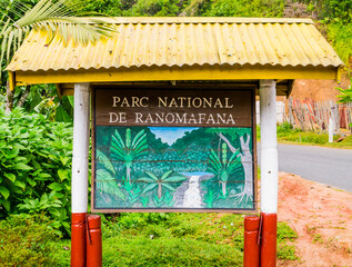 Entrance sign to Ranomafana National Park, Madagascar
