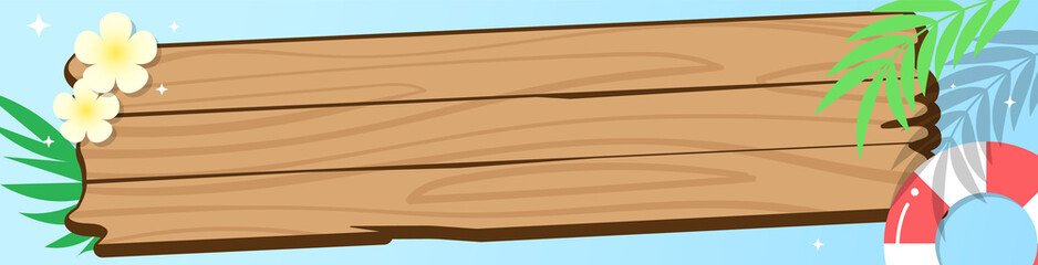 여름 분위기가 물씬 풍기는 나무 간판의 배경
