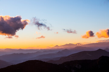 Sunset in Mare De Deu Del Mont peak, La Garrotxa, Spain