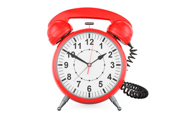 Alarm clock with telephone receiver, 3D rendering