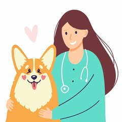 Happy vet doctor with dog