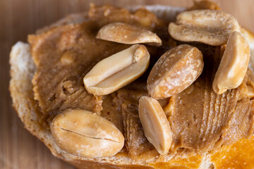 wheat fresh baguette and peanut paste