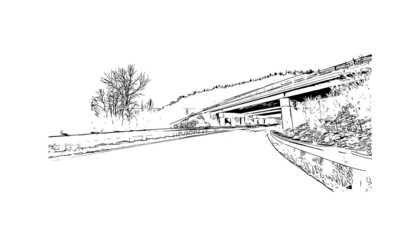 Obraz premium Building view with landmark of Montpelier is the city in Vermont. Hand drawn sketch illustration in vector.