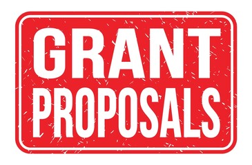 GRANT PROPOSALS, words on red rectangle stamp sign