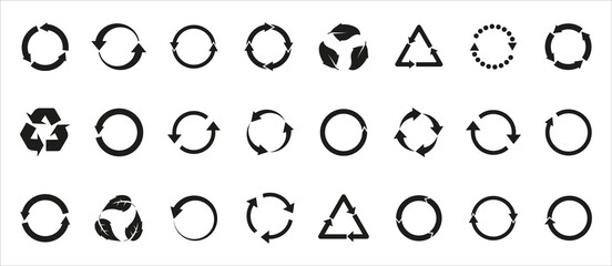 Arrow recycle, icon set. Vector illustration.