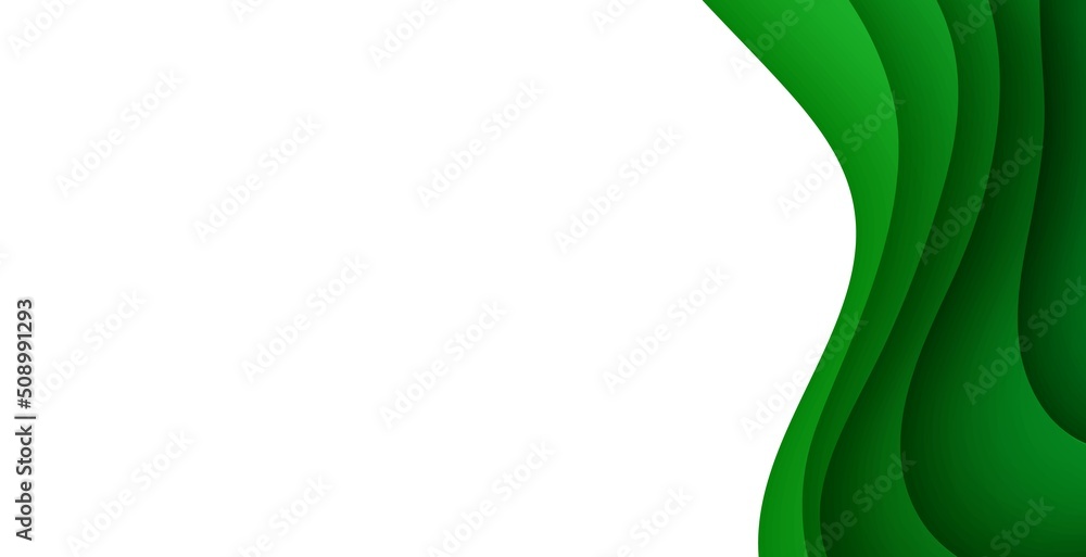 Wall mural abstract green background in paper cut style. 3d layout wallpaper cut out from cardboard. modern tem