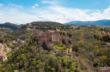 Fototapeta na wymiar Aerial View of the Alhambra in Granada, Spain