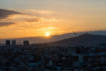 Sunset in Barcelona, Spain