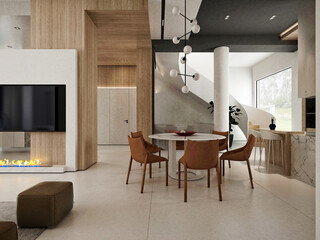 3d render of modern living room