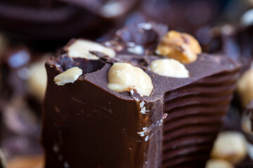 homemade chocolate with lots of hazelnuts