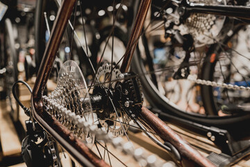 Photo of new gears and chains of mountain bicycle