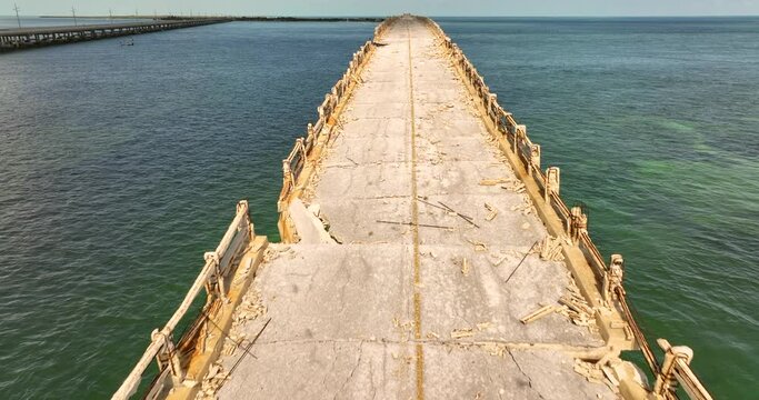 Drone inspection Bahia Honda Bridge circa March 2022. 5k aerial footage
