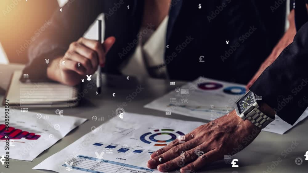 Poster conceptual business dashboard for financial data analysis . 3d render computer graphic .