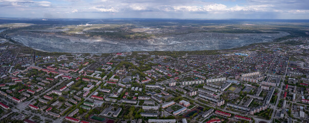 Industrial Ural city Asbestos from a height, Russia