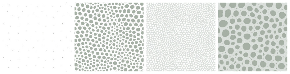 Soap bubbles texture seamless pattern set. Sea foam vector backgrounds for cleansing product, bath or shower gel packaging, washing or cleaning service ad in relaxing neutral green and white colors.