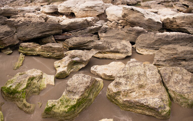 Beautiful rocky boulders by the sea.