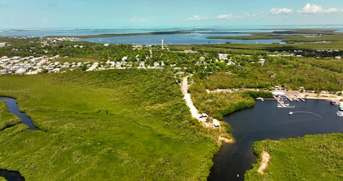 John Pennekamp Coral Reef State Park Key Largo. 5k aerial stock footage