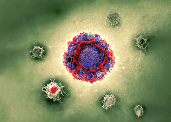 Long Covid-19 symptoms covid-19 long effects on heart, kidney, immune system, Guillain-Barre syndrome SARS-Cov-2 virus lasting symptoms 3d rendering