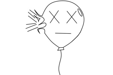 Balloon burst line art drawing 