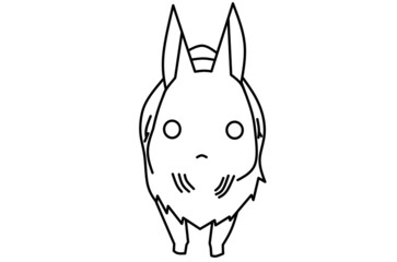 Cute Rabbit line art drawing 