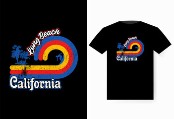 Long beach T-shirt design, Retro, and Vintage T-Shirt Design, EPS file