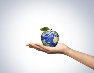World Food Day Concept. World food day concept- earth in apple shape. Food Day conceptual...