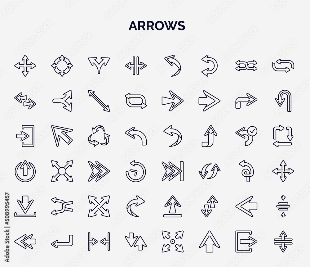 Poster set of arrows web icons in outline style. thin line icons such as drag, horizontal resize, left righ