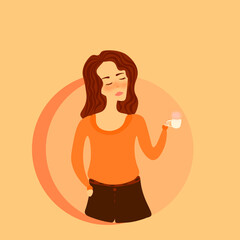 illustration of a person with a cup of coffee