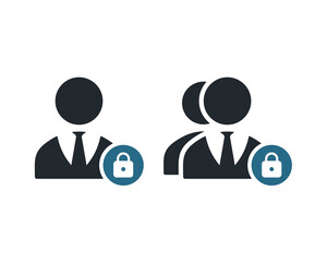 Account profile lock. Businessman with padlock icon. User login. Vector illustration
