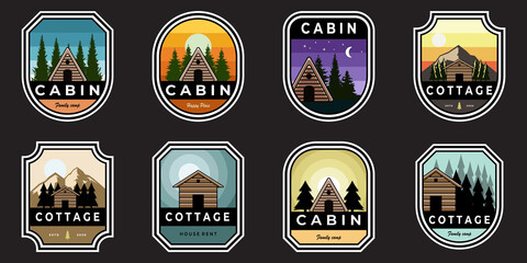 set of vector badge logo cabin cottage illustration design