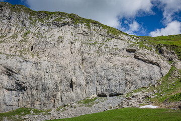 Beautiful nature. Mountain hiking Trail Road. Italy Lago Avostanis Casera Pramosio Alta